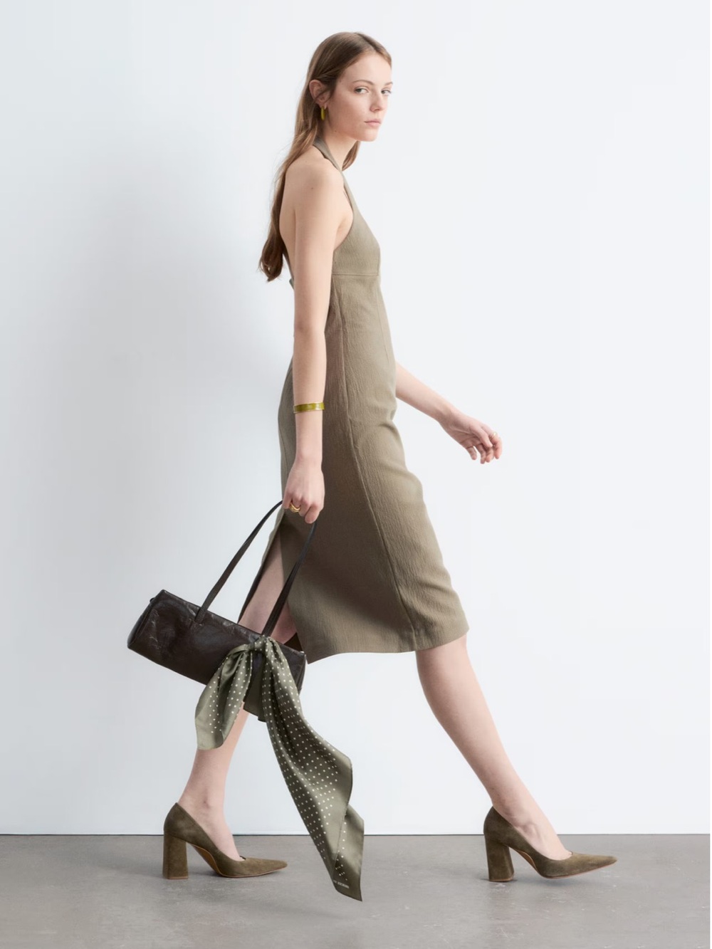 & Other Stories Taupe Halter Midi Dress - Picture 7 of 10